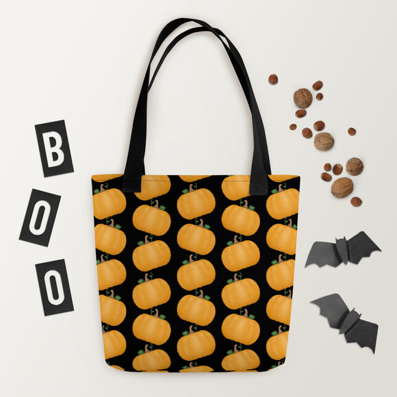 Pumpkins (Black Background) - Tote Bag