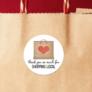 Thank You So Much For Shopping Local (Paper Shopping Bag) - Stickers