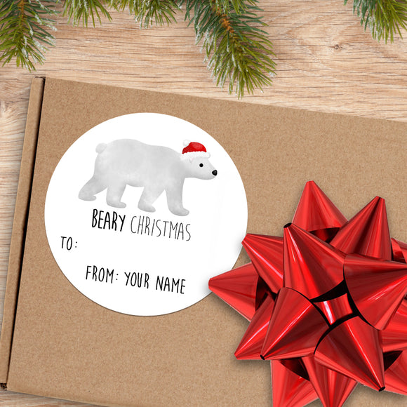 Beary Christmas (Gift Tag) - Custom Stickers