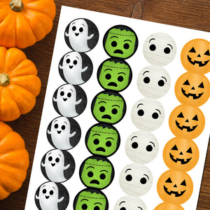 Halloween Characters (Ghost, Frankenstein, Mummy, Jack-O-Lantern) - Stickers