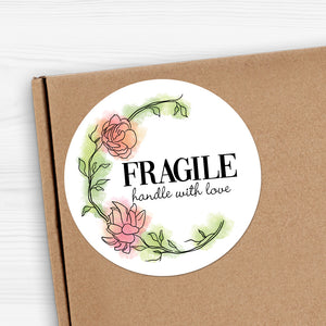 Fragile Handle With Love (Floral Wreath) - Stickers