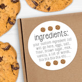 Ingredients (Chocolate Chip Cookies) - Custom Stickers