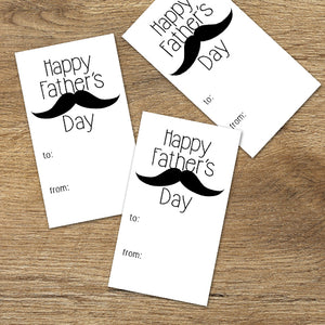 Happy Father's Day (Moustache) - Print At Home Gift Tags