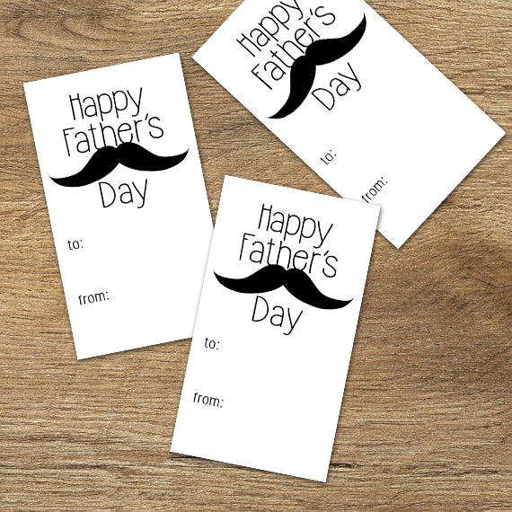 Happy Father's Day (Moustache) - Print At Home Gift Tags
