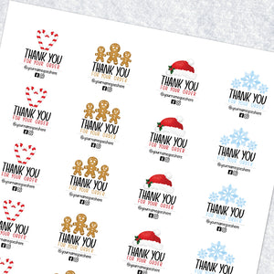 Thank You For Your Order With Social Media (Christmas Mix) - Custom Stickers