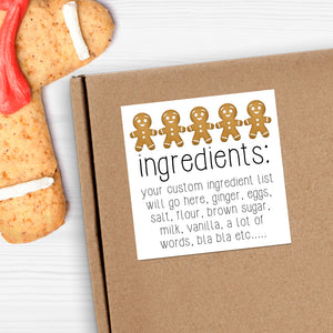 Ingredients (Gingerbread Cookies) - Custom Stickers