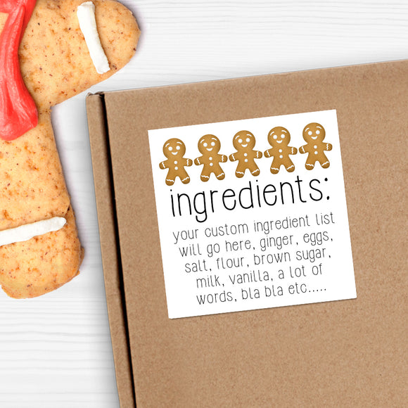 Ingredients (Gingerbread Cookies) - Custom Stickers