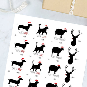 Christmas Animal Silhouettes Mix (Gift Tag) - Stickers
