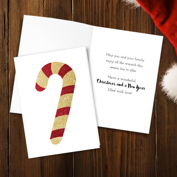 Gold Candy Cane - Print At Home Card