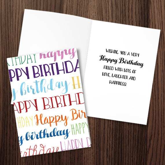 Happy Birthday (Fun Text) - Print At Home Card