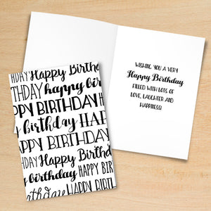 Happy Birthday (Black Text) - Print At Home Card