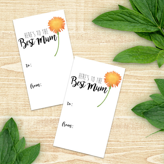 Here's To The Best Mum - Print At Home Gift Tags
