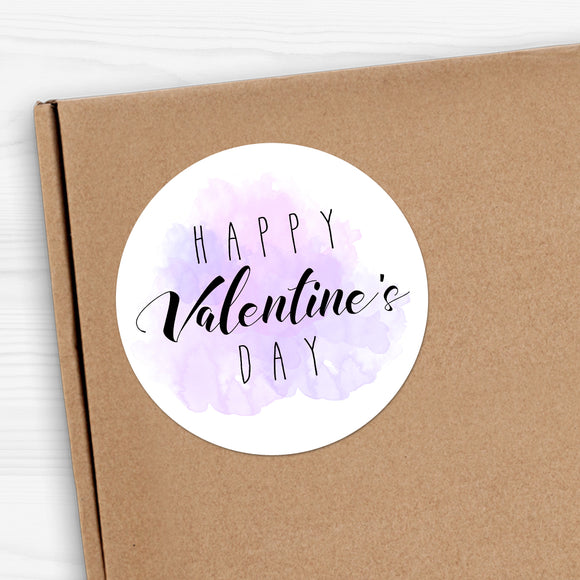 Happy Valentine's Day (Fancy Watercolor Background) - Stickers