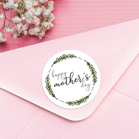 Happy Mother's Day (Fancy Green Wreath) - Stickers
