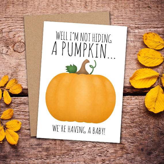Hiding A Pumpkin (Pregnancy Announcement) - Print At Home Card