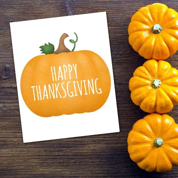 Happy Thanksgiving (Pumpkin) - Print At Home Wall Art