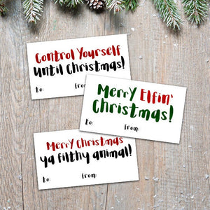 Christmas (Funny Phrases) - Print At Home Gift Tags