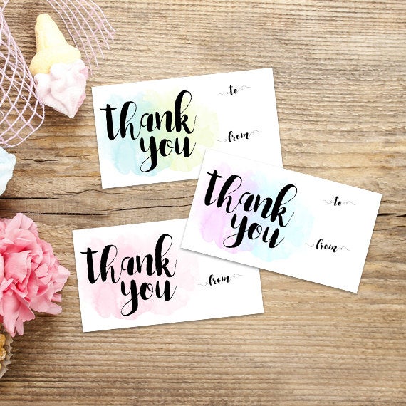 Thank You (Watercolor) - Print At Home Gift Tags
