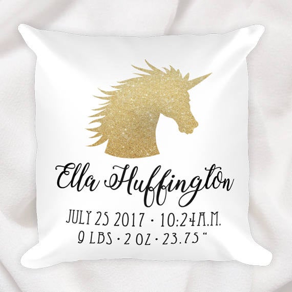 Unicorn (Faux Glitter) - Custom Text Pillow