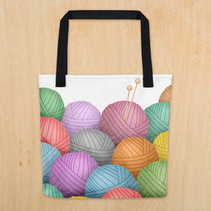 Knitting Needles And A Pile Of Yarn - Tote Bag