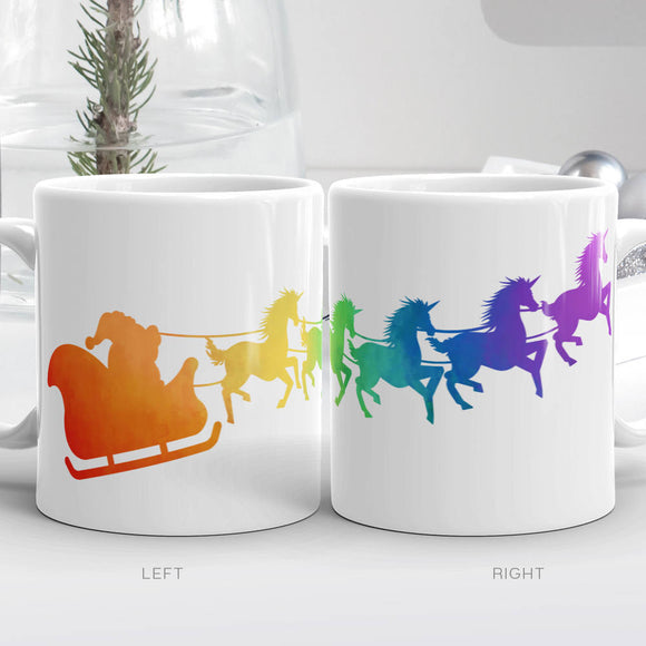 Santa's Sleigh (Rainbow Unicorns) - Mug