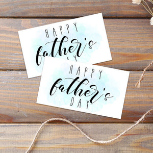 Happy Father's Day (Blue Watercolor) - Print At Home Gift Tags