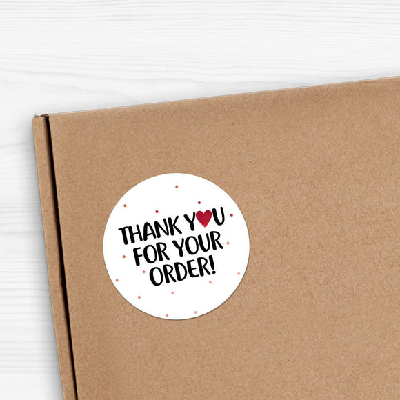 Thank You For Your Order (Red Heart And Polka Dots) - Stickers