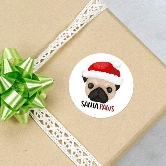 Santa Paws (Pug) - Stickers