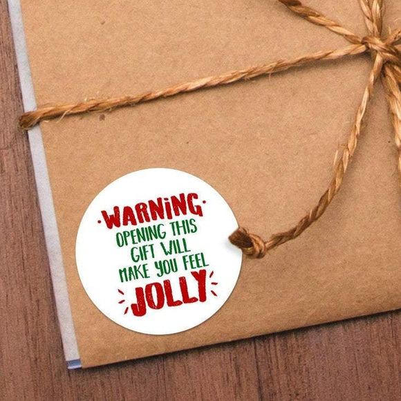 Funny Christmas Warning (Opening This Gift Will Make You Feel Jolly) - Stickers