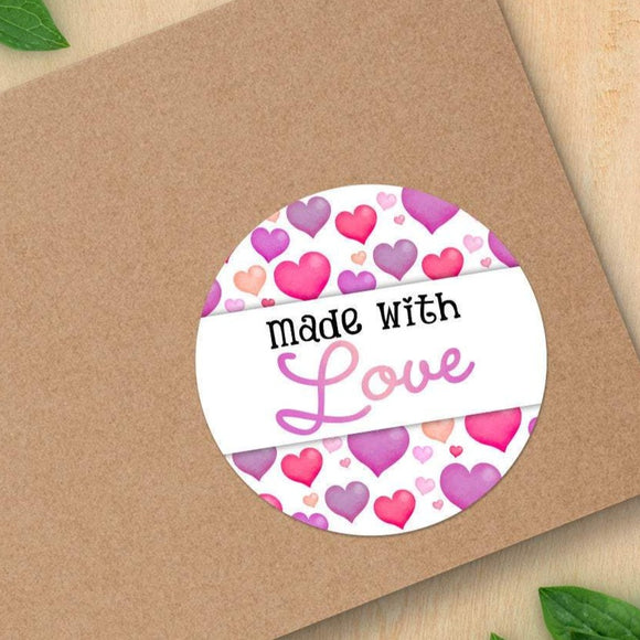 Made With Love (Hearts) - Stickers