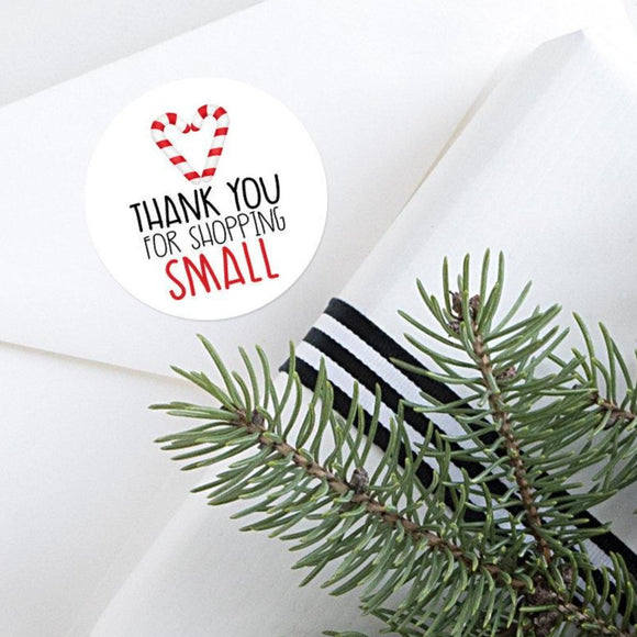Thank You For Shopping Small (Candy Cane Heart) - Stickers