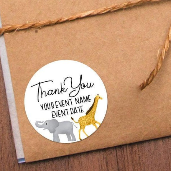 Thank You (Elephant And Giraffe) - Custom Stickers