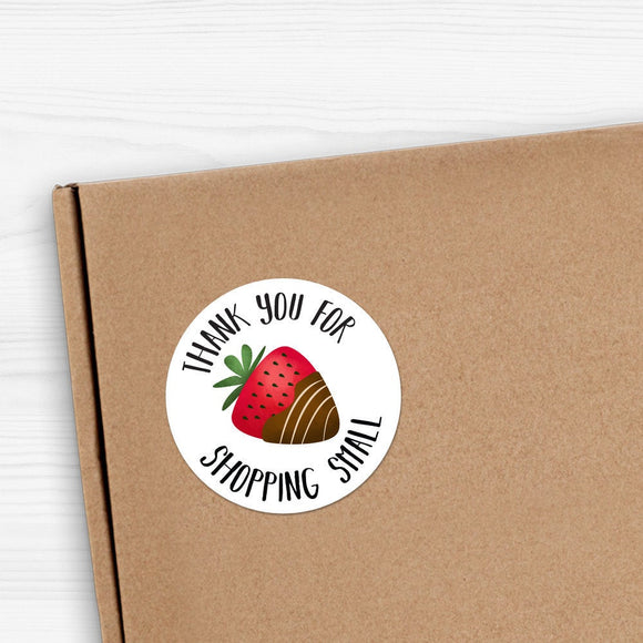 Thank You For Shopping Small (Chocolate Covered Strawberry) - Stickers