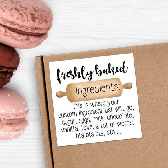 Freshly Baked (Ingredient List) - Custom Stickers