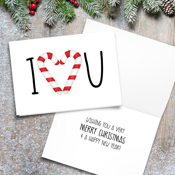 I Love You (Candy Cane Heart) - Print At Home Card