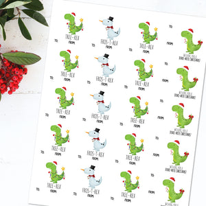 Christmas Dinosaurs Mix (Gift Tag) - Stickers