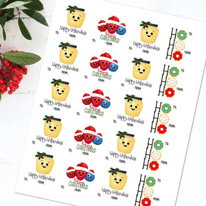 Christmas Holiday Food Pun Mix (Gift Tag) - Stickers