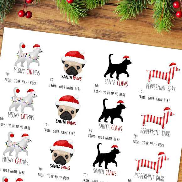 Christmas Animals Puns Mix (Gift Tag) - Custom Stickers