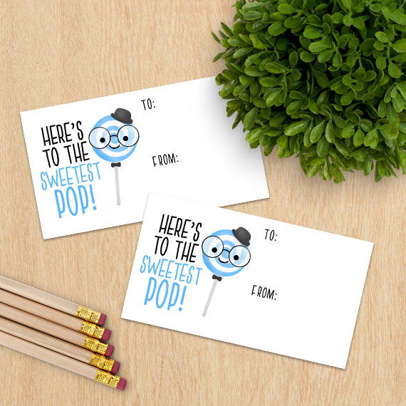 Here's To Sweetest Pop (Lollipop) - Print At Home Gift Tags