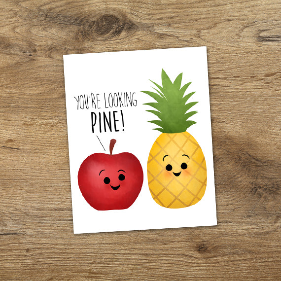 You're Looking Pine (Apple And Pineapple) - Print At Home Wall Art