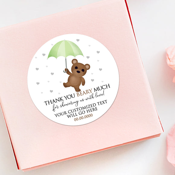 Thank You Beary Much For Showering Us With Love (Umbrella) - Custom Stickers