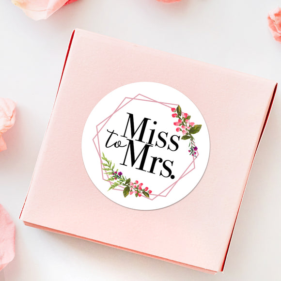 Miss To Mrs (Floral And Geometric Wreath) - Stickers