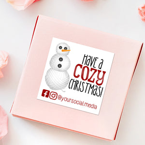 Have A Cozy Christmas With Social Media (Yarn Snowman) - Custom Stickers