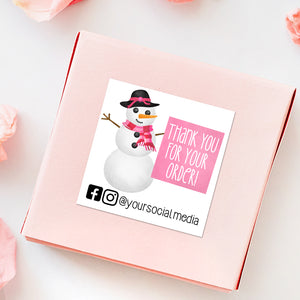 Thank You For Your Order With Social Media (Snowman) - Custom Stickers