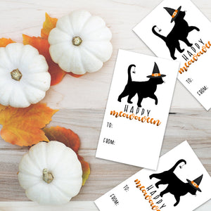 Happy Meowoween (Cat) - Print At Home Gift Tags
