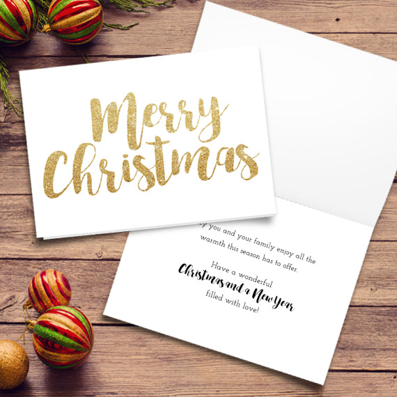 Merry Christmas (Gold) - Print At Home Card