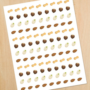 Nuts (Mixed: Peanut, Hazelnut, Pistachio, Almond) - Mini Stickers