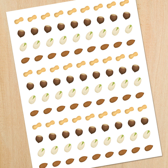 Nuts (Mixed: Peanut, Hazelnut, Pistachio, Almond) - Mini Stickers