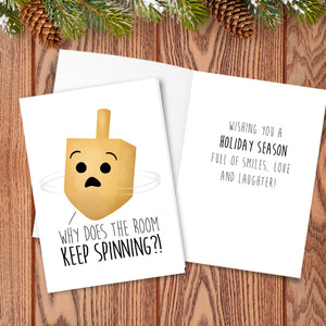 Why Does The Room Keep Spinning (Dreidel) - Print At Home Card