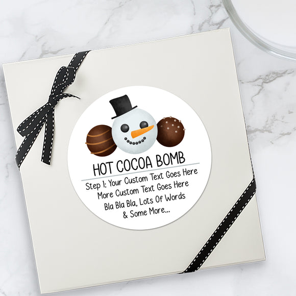 Hot Cocoa Bomb (Snowman Chocolate Bombs) - Custom Stickers